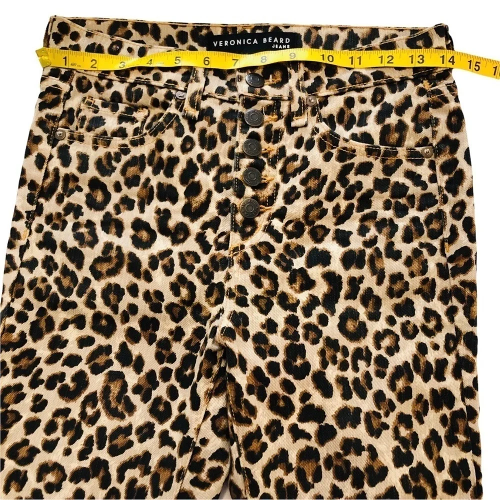 Veronica Beard Debbie 10” High Rise Leopard Cut Print Jeans Sz 24 Ankle novelty - Picture 13 of 15